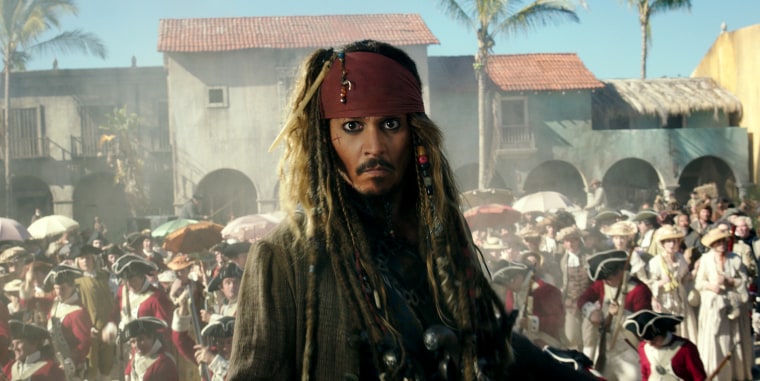 Image: In this image released by Disney, Johnny Depp portrays Jack Sparrow in a scene from \"Pirates of the Caribbean: Dead Men Tell No Tales.\"