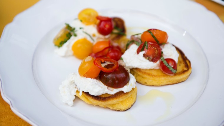 Bobby Flay's Johnnycakes with Ricotta, Tomatoes and Chiles