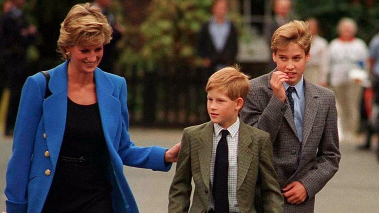 Princess Diana with her sons, Prince William and Prince Harry