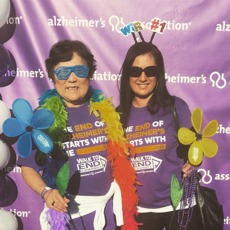 Stone and her mom during last year's Alzheimer's charity walk.