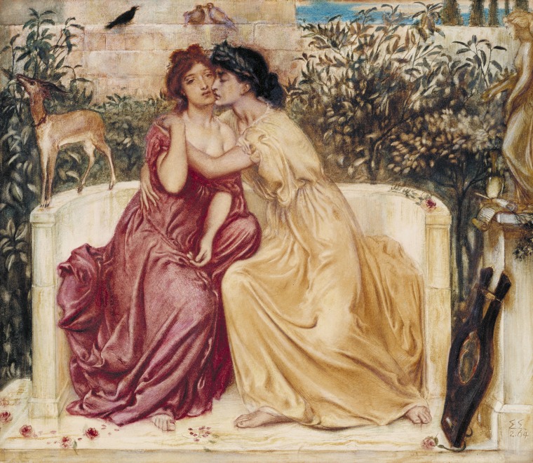 "Sappho and Erinna in a Garden at Mytilene" (1864) by Simeon Solomon.