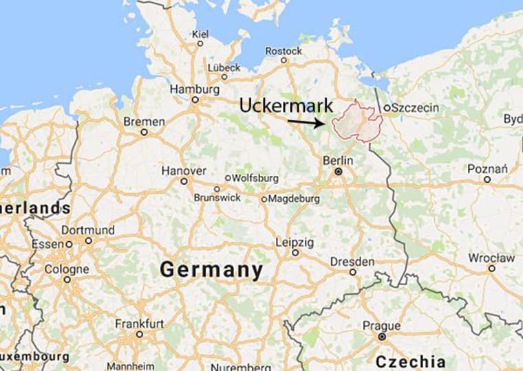 Map showing location of Uckermark region of Germany.