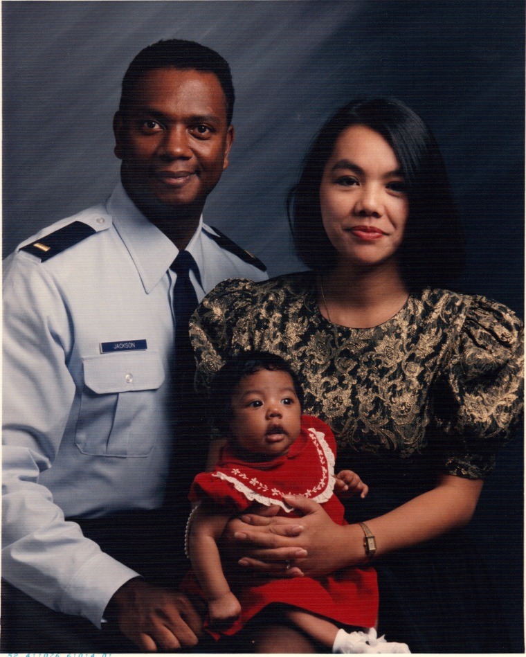 Asia Jackson and her parents.