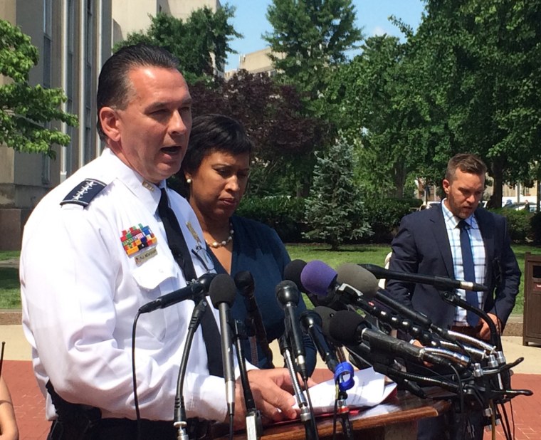 Image: Press confrernce for the arrest at Trump Hotel