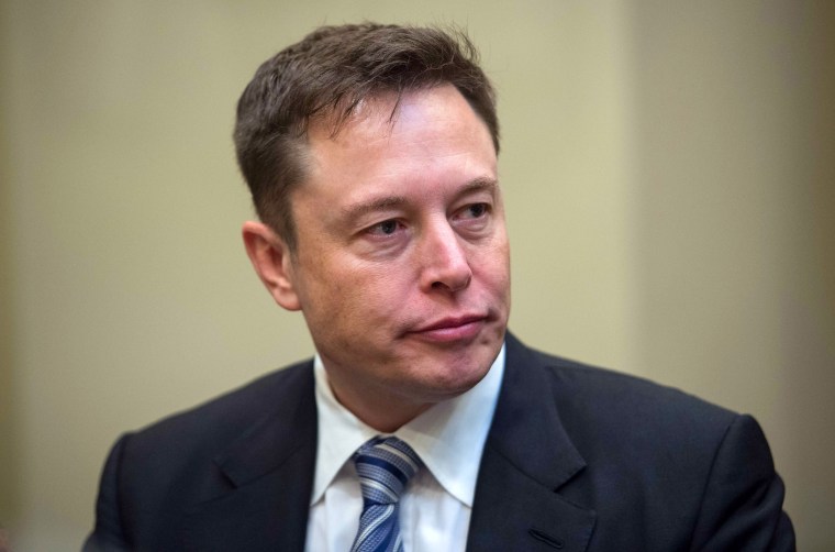 Image: Elon Musk listens to President Donald Trump speak during a meeting with business leaders at the White House