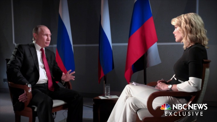 Image: Russian President Vladimir Putin sits with Megyn Kelly