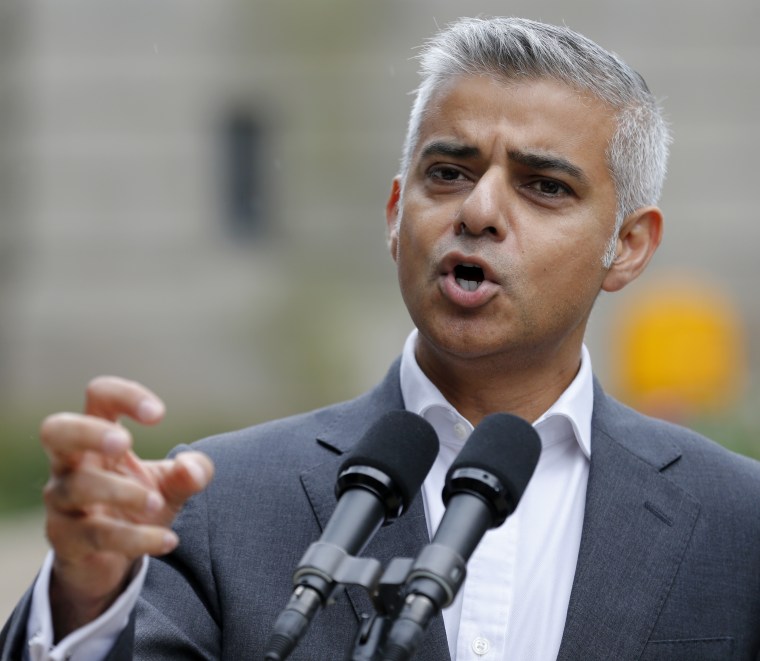 London mayor Sadiq Khan speaks during a news conference Friday, Sept. 16, 2016, in Chicago. File.