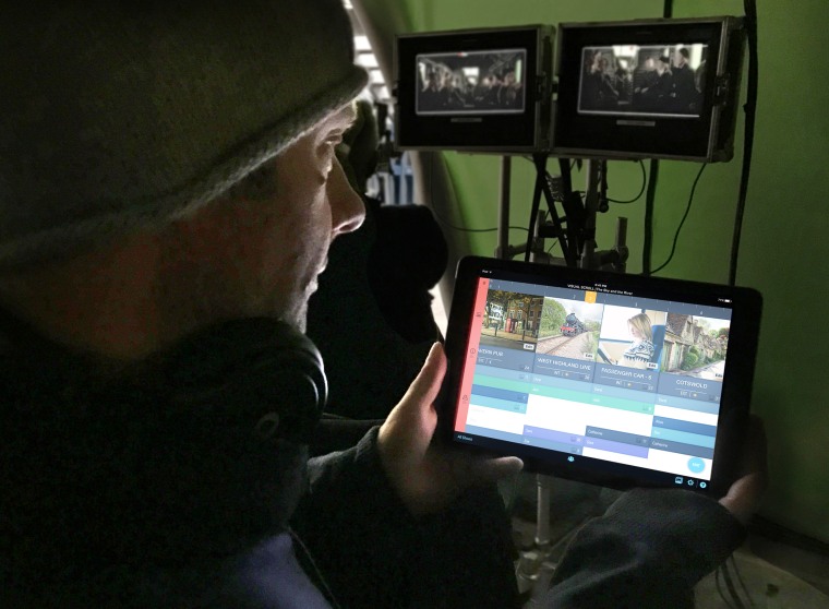 Image: A crew member uses ProductionPro on set
