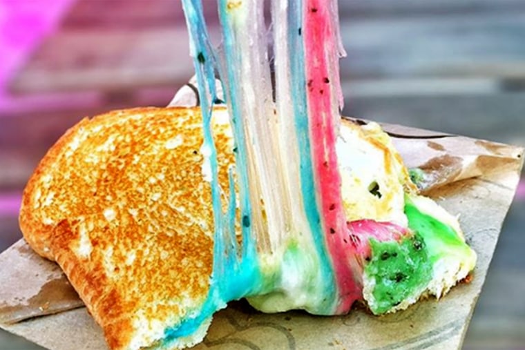 Rainbow grilled cheese sandwich from Hong Kong's Kala Toast