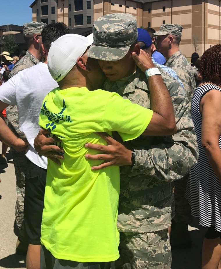 a dad with ALS who worked so hard to be able to walk at his son's Air Force graduation and tap him out himself.