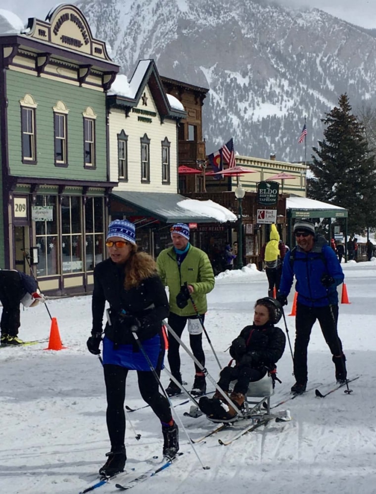 Beth and Liza James competing in the 2016 Alley Loop Half Marathon Nordic Ski Race.