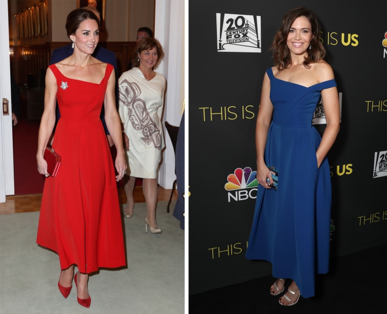 Mandy Moore former Kate Middleton wear same Preen dress