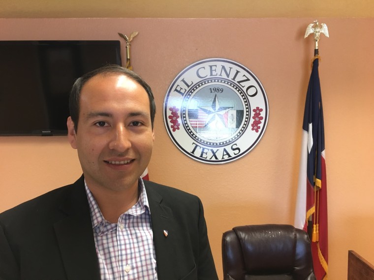 Mayor Raul Reyes in his office in El Cenizo, Texas.