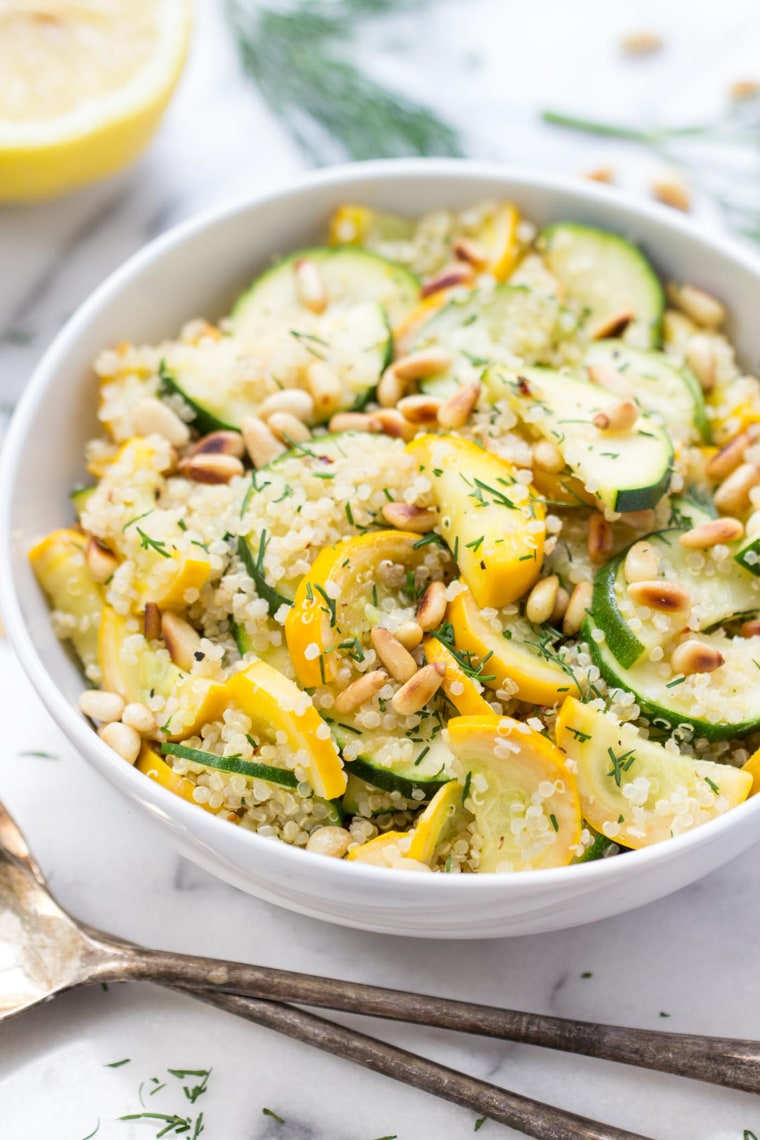 Image: Summer squash and zucchini quinoa salad with toasted pine nuts