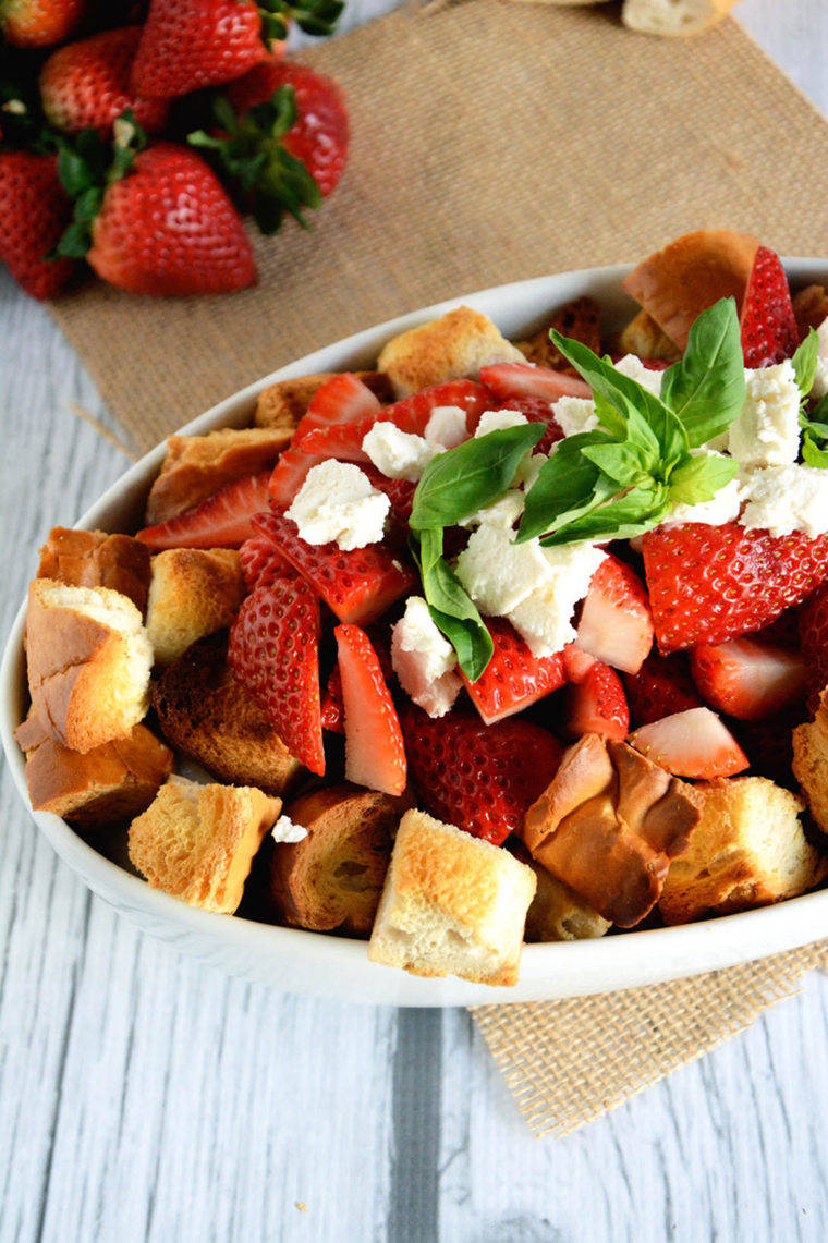 Image: Honey and strawberry panzanella salad