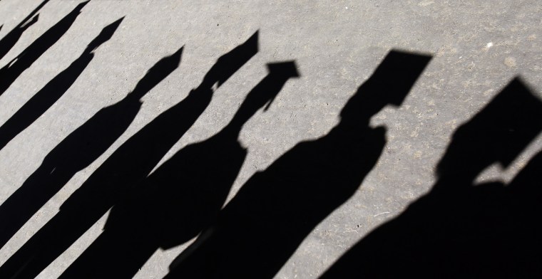 Image: Graduates line up for the 2017 Berkshire Community College graduation ceremony