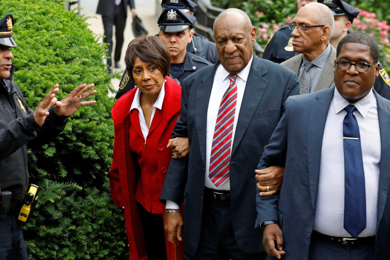 Image: Actor and comedian Bill Cosby leaves with Sheila Frazier, John Atchison and publicist Andrew Wyatt after the third day of Cosby's sexual assault trial at the Montgomery County Courthouse in Norristown