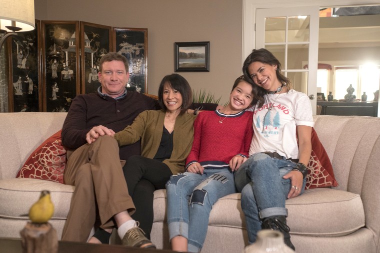 Cast of Disney's "Andi Mack," left to right: Stoney Westmoreland, Lauren Tom, Peyton Elizabeth Lee, Lilan Bowden