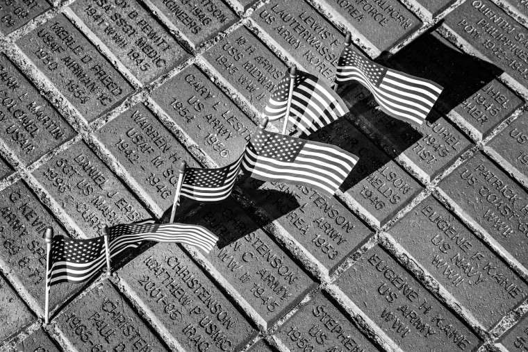 Image: Names are engraved into bricks at Memorial Park in Cedar Rapids.