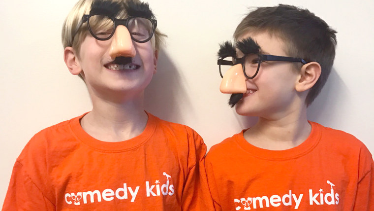 8-year-olds who started a non-profit, Comedy Kids, where they tell jokes to help raise money for cancer research.