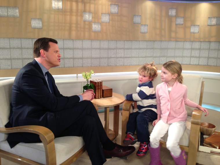Willie Geist in Studio 1A with his kids George and Lucie.