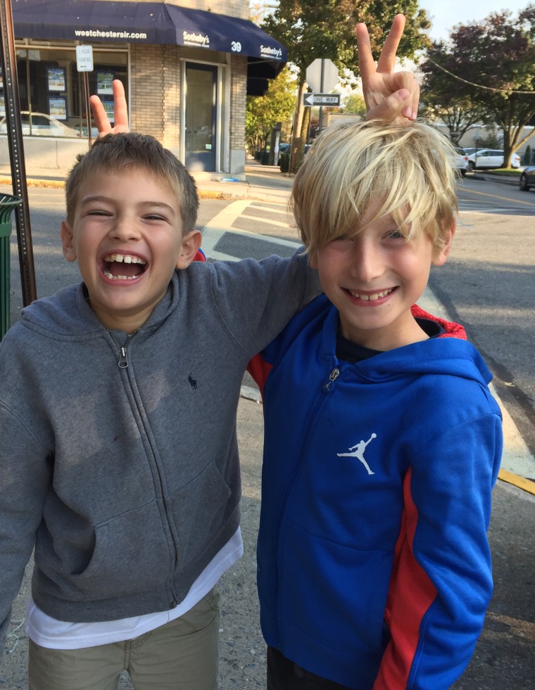 Eight-year-olds Max Chwatko and Alex Travin, founders of "Comedy Kids."