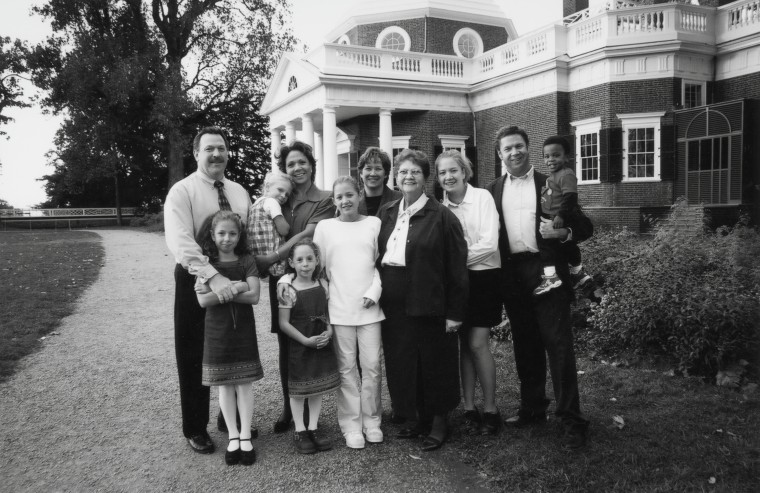 Jacqueline Pettiford and her family, descendants of Madison Hemings, at Monticello