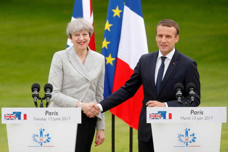 Image: Emmanuel Macron and Theresa May