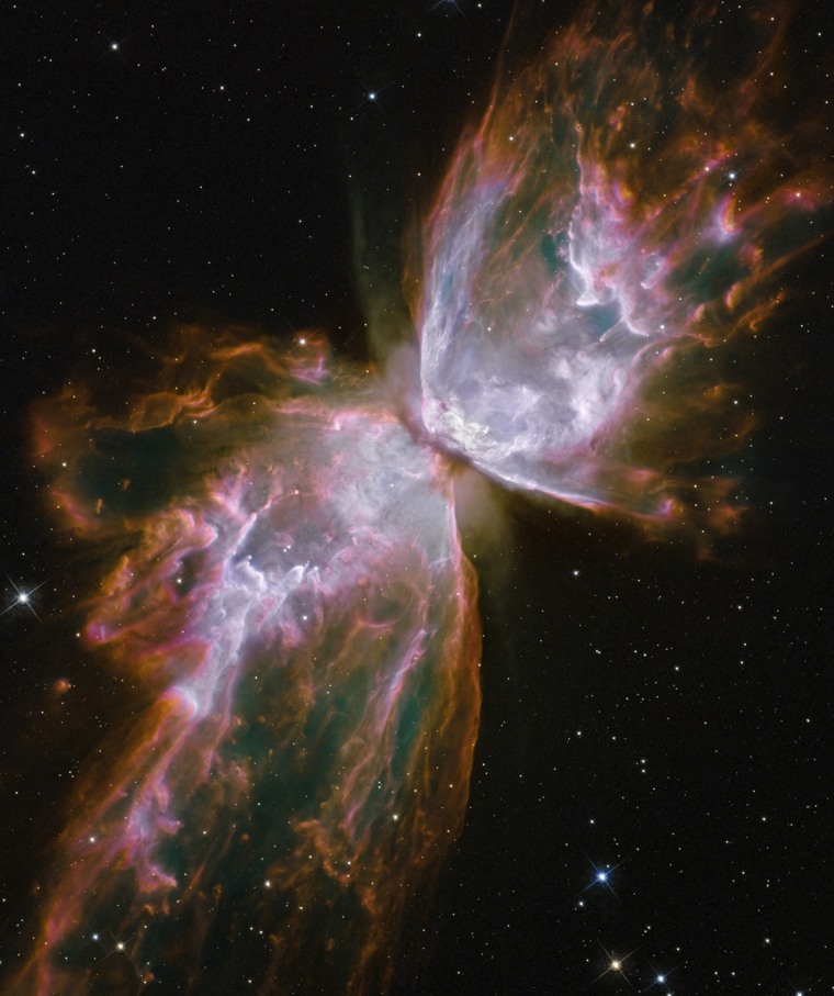 Image: A close-up of the dying star NGC 6302 nebula is seen in this NASA handout image