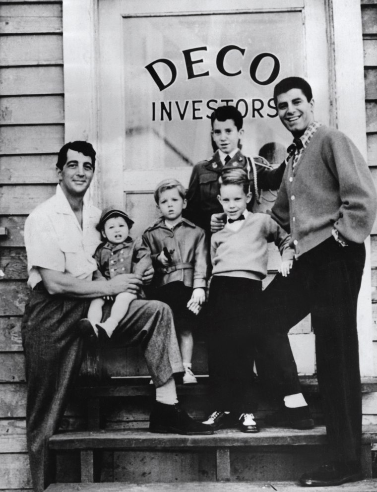 Image: Dean Martin and Jerry Lewis pose with their children