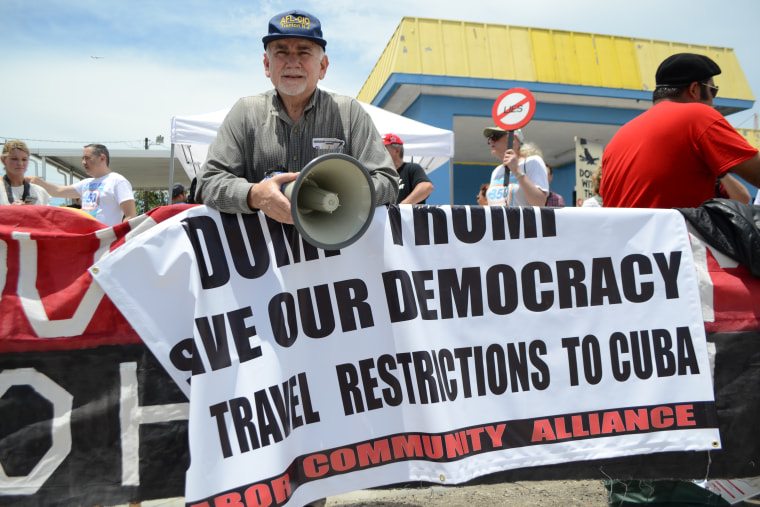 Man Protests Trump's Changes to Obama's Cuba Policies