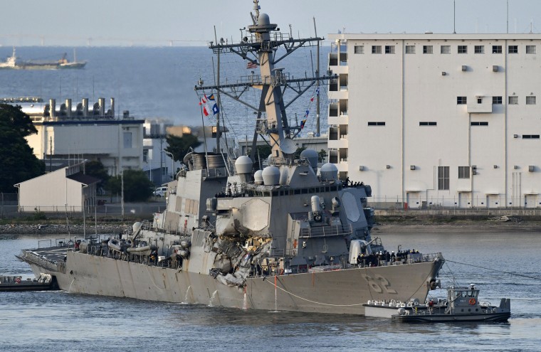 Image: US Navy destroyer USS Fitzgerald returns to Yokosuka Naval Base
