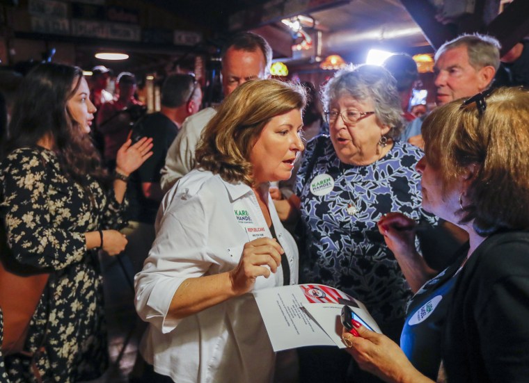 Image: Karen Handel campaigns in Marietta, Georgia