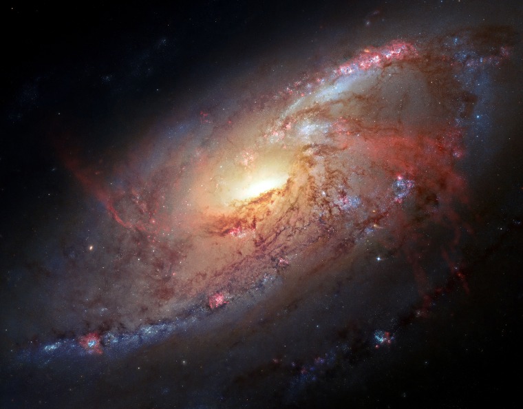 Image:  Located a little over 20 million light-years away, the spiral galaxy Messier 106.