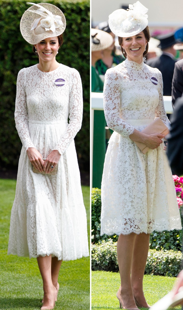 Duchess Kate in 2016 (left) and in 2017 at the Royal Ascot opening.