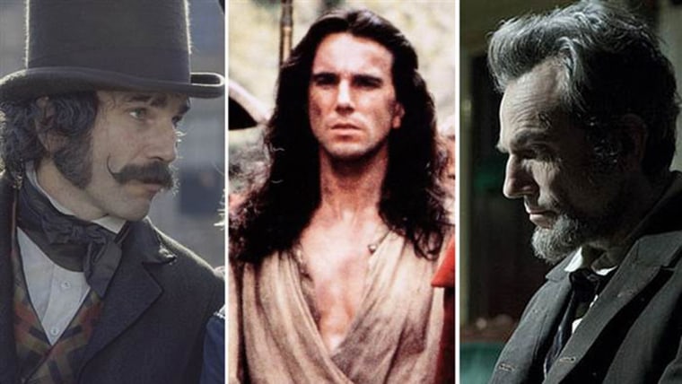 Day-Lewis underwent incredible physical transformations for his roles. From left, the actor in "Gangs of New York," "The Last of the Mohicans" and "Lincoln."