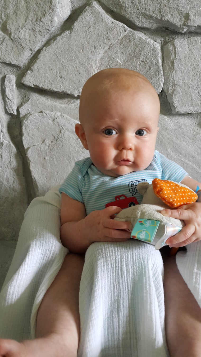 4-month-old Graham, and his perfectly round head, today.