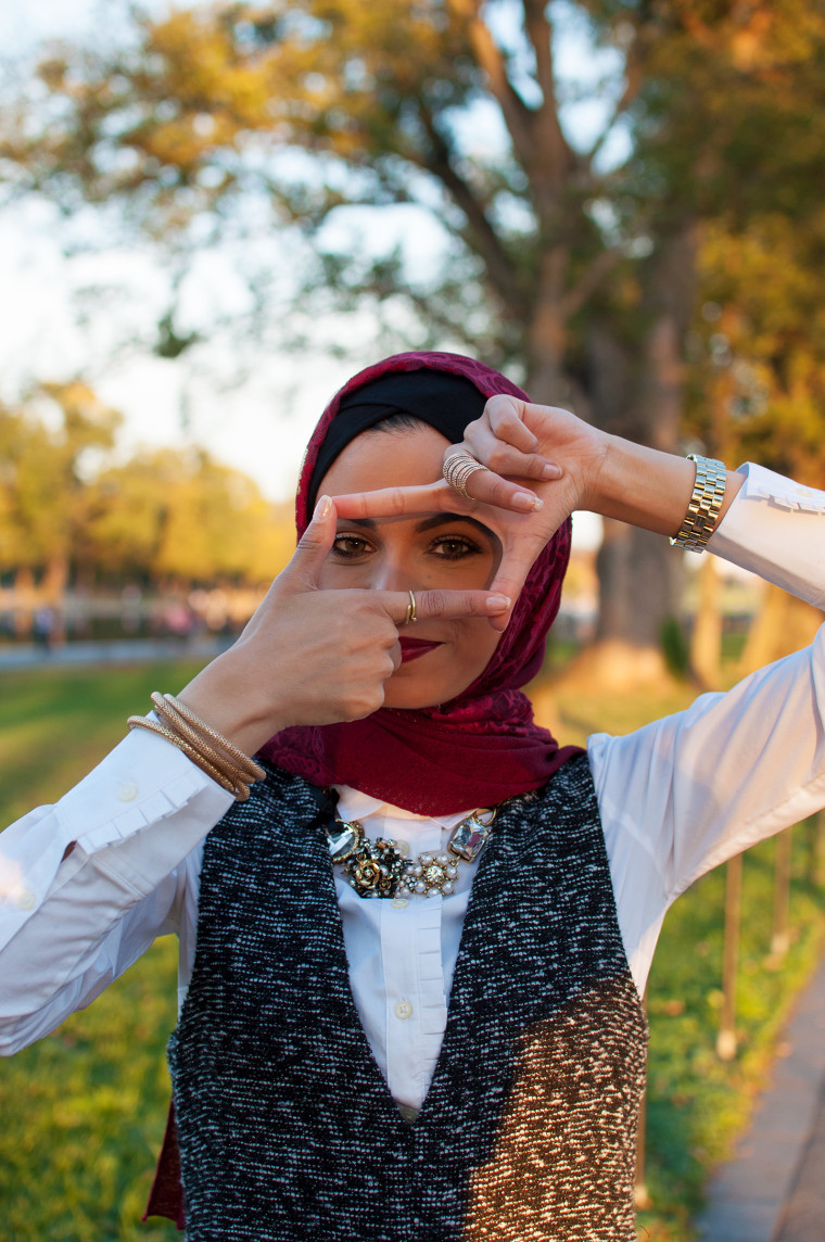 A portrait of Noor, a journalist in Washington, D.C., from Carlos Khalil Guzman's photo series "Muslims in America"
