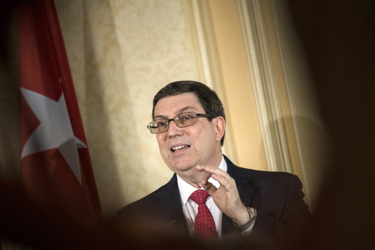 Image: Cuban Foreign Minister Bruno Rodriguez Parrilla speaks during a press conference in Vienna, Austria on June 19, 2017. Minister Rodriguez is on a working visit to strenghten relations between Cuba and Austria.