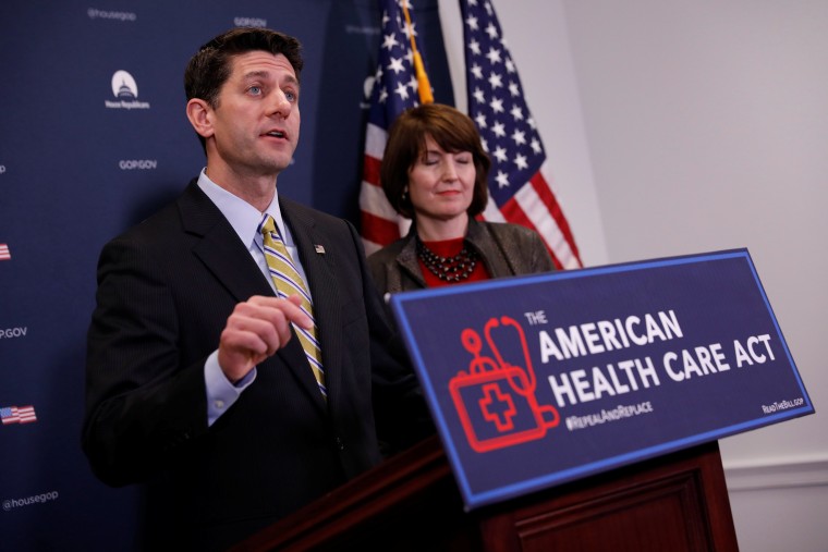 Image: Speaker of the House Paul Ryan speaks to the media about the American Health Care Act at the Capitol