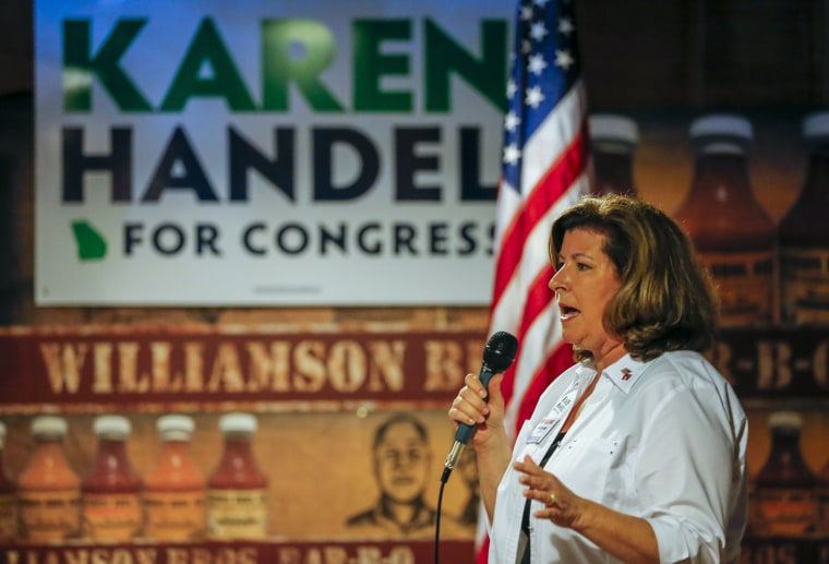 Image: Karen Handel campaigns in Marietta, Georgia
