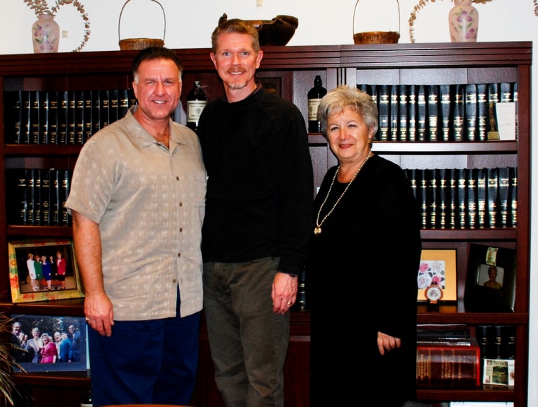 (L-R) Nicholas Cardello and Kurt English, along with a city clerk in Boston, during the couple's 2008 marriage ceremony.