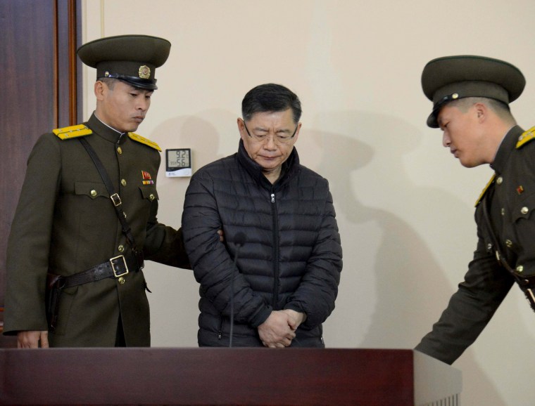 Image: Canadian pastor Hyeon Soo Lim during his trial at a North Korean court in Pyongyang
