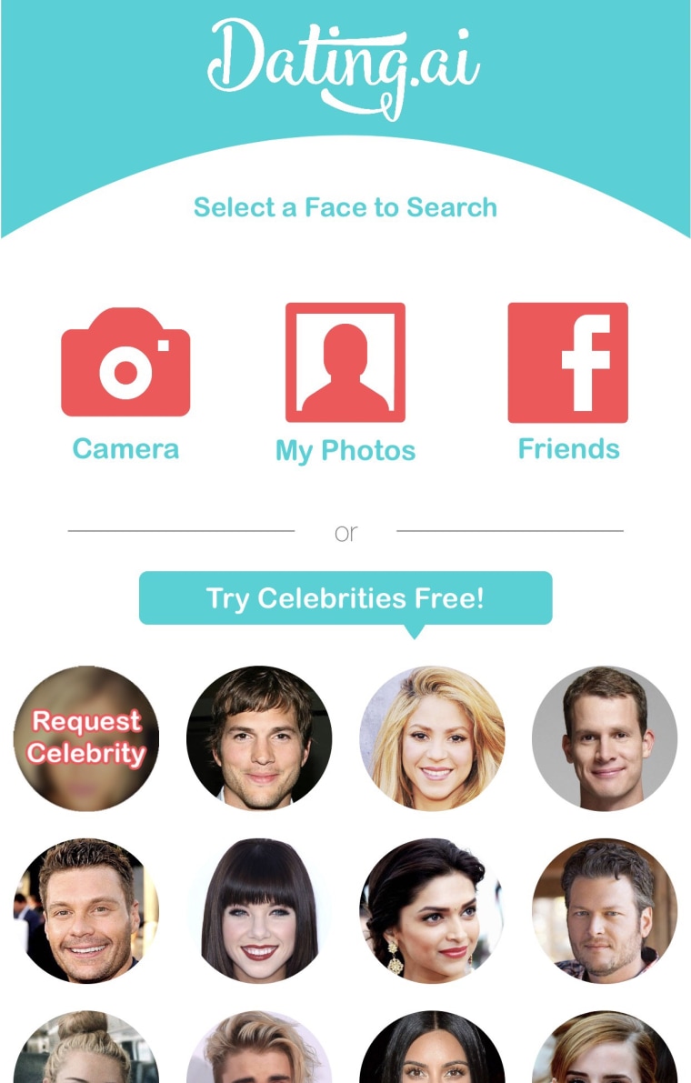 Image: Dating.ai is an app that uses artificial intelligence to find the dating profiles of people who look like your favorite celebrity