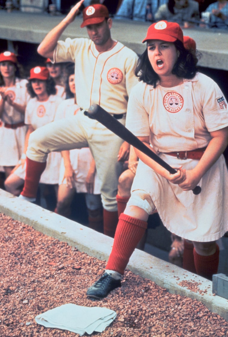 Happy birthday to Tom Hanks!! Who portrayed Rockford Peaches manager, Jimmy  Dugan in A League of Their Own!! There's no crying in baseball!!  (Photo: - All American Girls Professional Baseball League Players