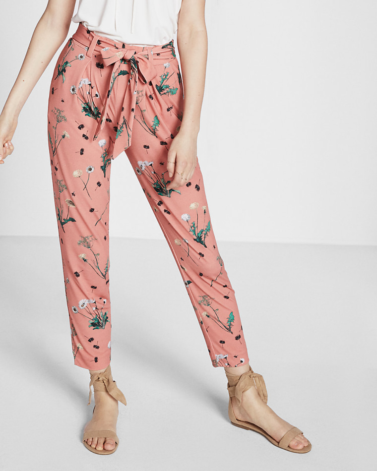 Floral Print Jersey Sash Pant