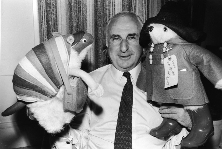 Michael Bond With Paddington Bear