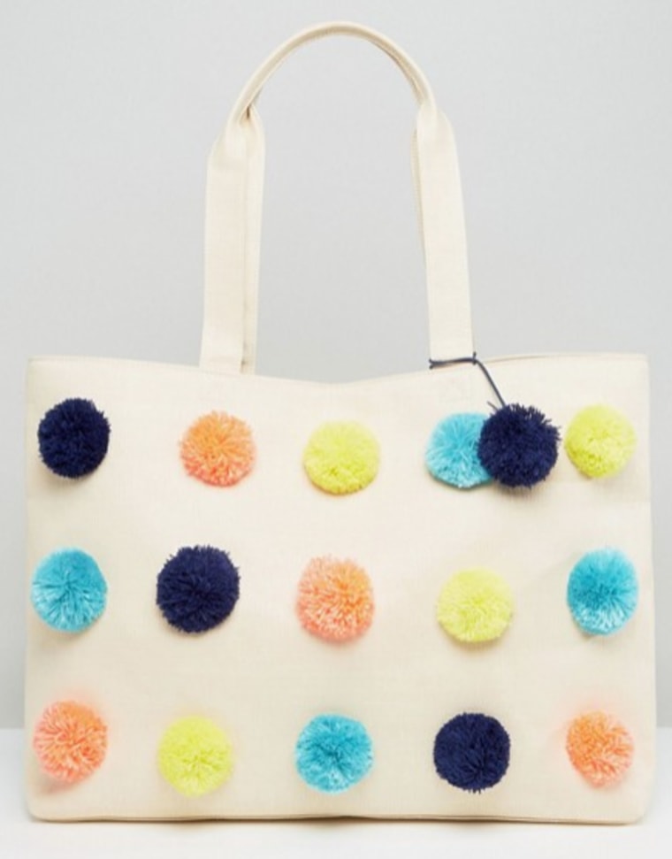 ASOS BEACH Multi Pom Shopper Bag