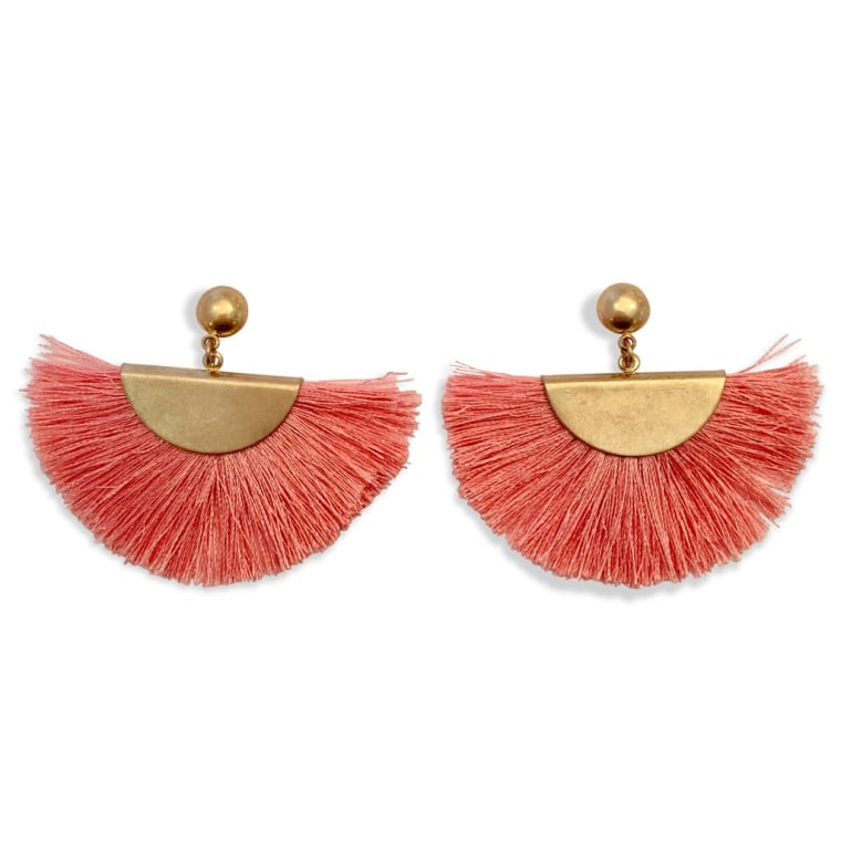 COTTON FRINGE FAN EARRING