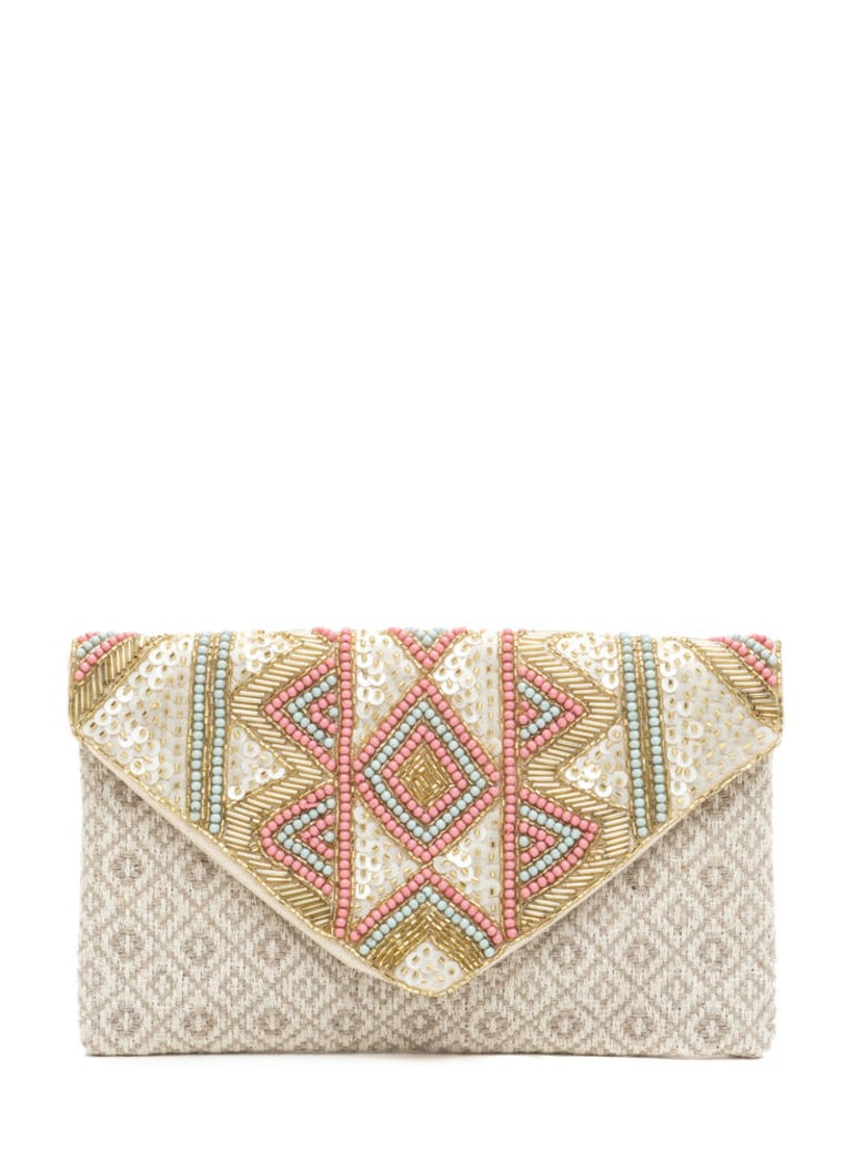 Textured Beauty Beaded Woven Clutch